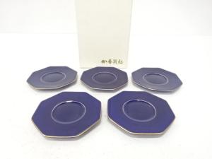 香蘭社製　瑠璃地　茶托　5客揃